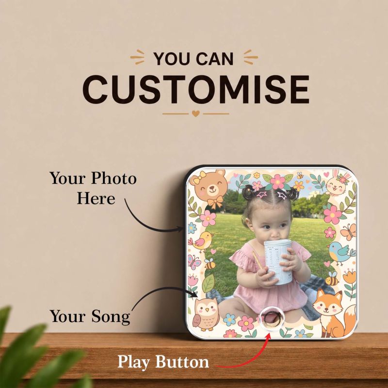 Personalized Musical Fridge Magnet with Photo & Song Custom Music Player Fridge Magnet Birthday Gift for Daughter, Son, Kids Customized Photo Music Box Unique Memory Keepsake